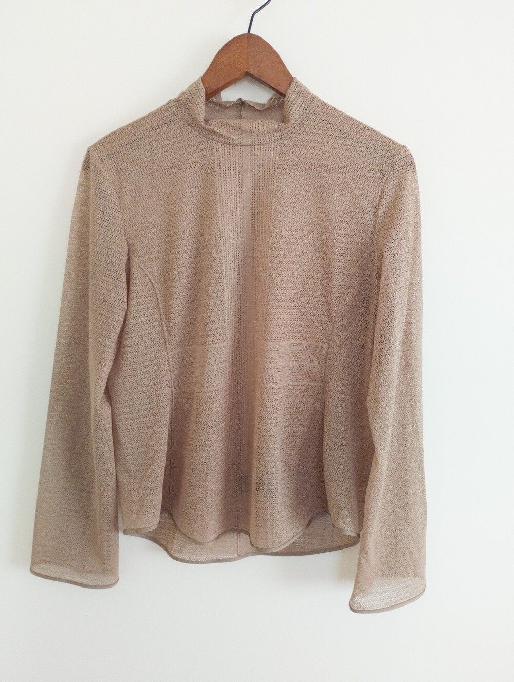 UNIQLO x Mame Kurogouchi Mesh High Neck Top Brown Tan Sheer Layering Large